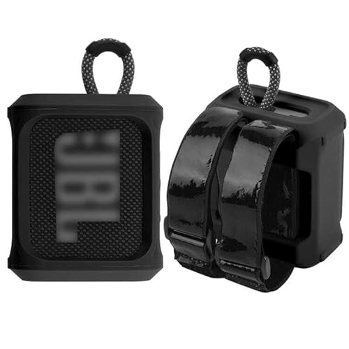 Silikonhülle Tragetasche Case Schlinge Tasche für JBL GO 3 Tragbarer Lautsprecher, Mit abnehmbarem Riemen für Fahrrad-Golfwagen-Reiseschutzhülle (Schwarz) von Seracle-01