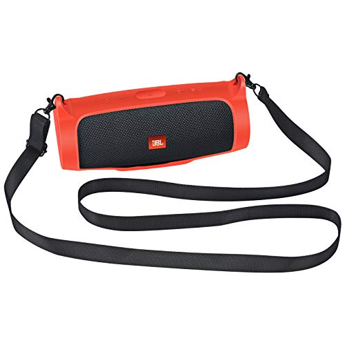 Seracle Flexible Tragetasche, Schutztasche für JBL Charge Essential, tragbarer Bluetooth-Lautsprecher, zusätzlicher Schultergurt für einfaches Tragen, Rot von Seracle