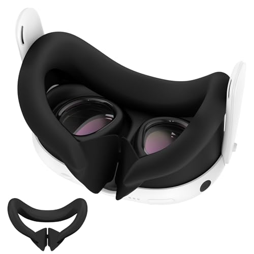 Seracle Silikon VR Face Cover Pad für Meta Quest 3 VR Headset (Schwarz) von Seracle