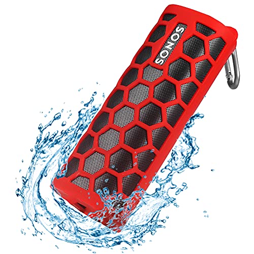 Seracle Silikonhülle Tragetasche Case Schlinge Tasche für Sonos Roam WLAN & Bluetooth Speaker (Rot) von Seracle