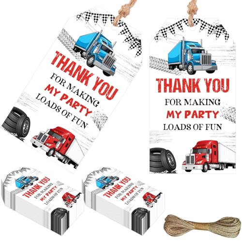 Serencatcher 50 x Dankeschön-Etiketten für schwere Lastwagen mit Schnur, Halb-LKW-Geburtstagsparty-Dekorationen, Dankeschön für die Herstellung meiner Party, viele lustige Geschenkanhänger für Serencatcher 50 x Dankeschön-Etiketten für schwere Lastwagen mit Schnur, Halb-LKW-Geburtstagsparty-Dekorationen, Dankeschön für die Herstellung meiner Party, viele lustige Geschenkanhänger für von Serencatcher
