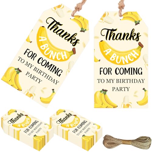 Serencatcher Bananen-Dankeschön-Etiketten mit Schnur, Bananen-Geburtstagsparty-Dekorationen, Dankeschön-Dekoration für Coming to My Birthday Party, lustige Geschenkanhänger für Obst, Bananen-Thema Serencatcher Bananen-Dankeschön-Etiketten mit Schnur, Bananen-Geburtstagsparty-Dekorationen, Dankeschön-Dekoration für Coming to My Birthday Party, lustige Geschenkanhänger für Obst, Bananen-Thema von Serencatcher