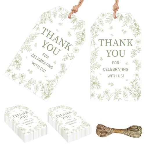 Serencatcher Dankeschön-Anhänger mit Blumenmuster, Salbeigrün, 50 Stück, florale Chinoiserie, Dankeschön, für die Feier mit uns, Geschenkanhänger mit Schnur, 4,8 x 8,9 cm, für Hochzeit, Brautparty Serencatcher Dankeschön-Anhänger mit Blumenmuster, Salbeigrün, 50 Stück, florale Chinoiserie, Dankeschön, für die Feier mit uns, Geschenkanhänger mit Schnur, 4,8 x 8,9 cm, für Hochzeit, Brautparty von Serencatcher