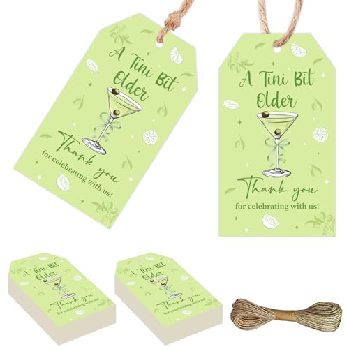 Serencatcher Dankeschön-Etiketten "A Tiny Bit Older Birthday", grüner Martini-Dankeschön, für Feiern mit uns, Geschenkanhänger, Goodie-Namensschild mit Schnur für Cocktail, Martini Serencatcher Dankeschön-Etiketten "A Tiny Bit Older Birthday", grüner Martini-Dankeschön, für Feiern mit uns, Geschenkanhänger, Goodie-Namensschild mit Schnur für Cocktail, Martini von Serencatcher