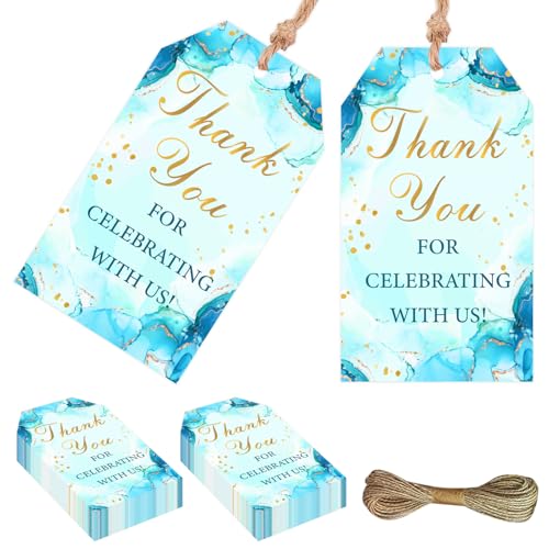 Serencatcher Dankeschön-Etiketten in Blaugrün, 50 Stück, Dankeschön-Geschenkanhänger mit Schnur, 4,8 x 8,9 cm, für Geburtstag, Hochzeit, Brautparty, Babyparty, Partyzubehör Serencatcher Dankeschön-Etiketten in Blaugrün, 50 Stück, Dankeschön-Geschenkanhänger mit Schnur, 4,8 x 8,9 cm, für Geburtstag, Hochzeit, Brautparty, Babyparty, Partyzubehör von Serencatcher