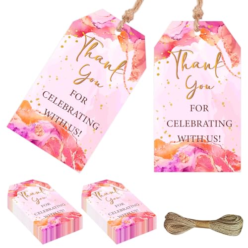 Serencatcher Dankeschön-Etiketten in Hot Pink / Orange, 50 Stück, Dankeschön-Geschenkanhänger mit Schnur, 4,8 x 8,9 cm, für Geburtstag, Hochzeit, Brautparty, Babyparty, Partyzubehör Serencatcher Dankeschön-Etiketten in Hot Pink / Orange, 50 Stück, Dankeschön-Geschenkanhänger mit Schnur, 4,8 x 8,9 cm, für Geburtstag, Hochzeit, Brautparty, Babyparty, Partyzubehör von Serencatcher