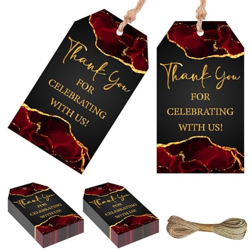 Serencatcher Dankeschön-Geschenkanhänger, rot und schwarz, marmoriert, 50 Stück, mit Schnur, 4,8 x 8,9 cm, für Geburtstag, Hochzeit, Brautparty, Babyparty, Partygeschenke Serencatcher Dankeschön-Geschenkanhänger, rot und schwarz, marmoriert, 50 Stück, mit Schnur, 4,8 x 8,9 cm, für Geburtstag, Hochzeit, Brautparty, Babyparty, Partygeschenke von Serencatcher