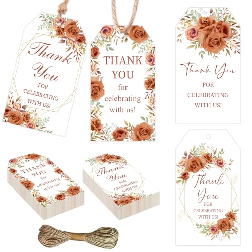 Serencatcher Dankeschön-Geschenkanhänger mit Schnur, elegantes Dankeschön, für die Feier mit uns, 4 Designs für Hochzeit, Brautparty, Babyparty, Geburtstag, Party, Orange, 48 Stück Serencatcher Dankeschön-Geschenkanhänger mit Schnur, elegantes Dankeschön, für die Feier mit uns, 4 Designs für Hochzeit, Brautparty, Babyparty, Geburtstag, Party, Orange, 48 Stück von Serencatcher
