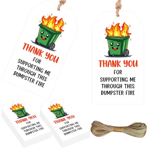 Serencatcher Dumpster On Fire Dankeschön-Etiketten mit Schnur, lustiges Dankeschön für die Unterstützung von mir durch diesen Dumpster On Fire Geschenkanhänger für Lehrer, Mitarbeiter, Kollegen Serencatcher Dumpster On Fire Dankeschön-Etiketten mit Schnur, lustiges Dankeschön für die Unterstützung von mir durch diesen Dumpster On Fire Geschenkanhänger für Lehrer, Mitarbeiter, Kollegen von Serencatcher