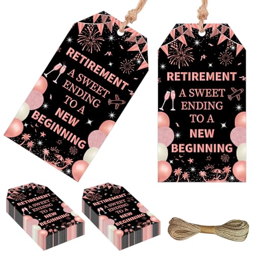 Serencatcher Geschenkanhänger "Happy Retirement" – 50 Stück Roségold Schwarz Ruhestand A Sweet Ending to A New Beginning Thank You Tags mit Schnur 4,8 x 8,9 cm für offizielle Gastgeschenke im Serencatcher Geschenkanhänger "Happy Retirement" – 50 Stück Roségold Schwarz Ruhestand A Sweet Ending to A New Beginning Thank You Tags mit Schnur 4,8 x 8,9 cm für offizielle Gastgeschenke im von Serencatcher