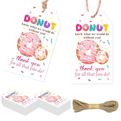 Serencatcher Geschenkanhänger mit Donut-Motiv, für Mitarbeiter, mit Schnur, 50 Stück von Serencatcher