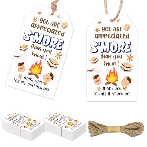 Serencatcher Geschenkanhänger mit S'Mores-Thema, "You are Appreciated S'More Than You Know!", mit Schnur für Kollegen, Lehrer, Wertschätzung, 50 Stück Serencatcher Geschenkanhänger mit S'Mores-Thema, "You are Appreciated S'More Than You Know!", mit Schnur für Kollegen, Lehrer, Wertschätzung, 50 Stück von Serencatcher