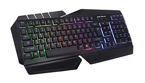 Serioux Andor Gaming Keyboard Wired Rainbow LED Illuminated Keyboard with Mobile Phone Holder, Quiet Keystop, 19 Keys Anti-Ghosting, Robust Metal Frame, US Layout Compact Keyboard for PC Gamers von Serioux
