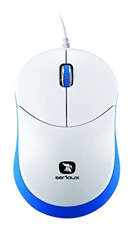 Serioux Mouse Rainbow 680, Optical, 1000dpi, White/Blue, ambidextrous, Blister, Mini, USB von Serioux