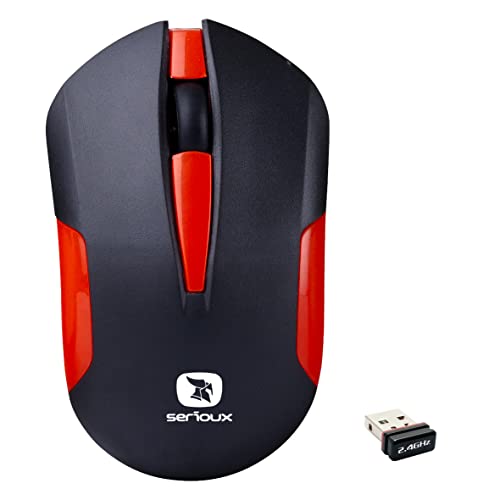Serioux Mouse Wireless, Drago 300, 1000dpi, red, Battery AA Included, Nano Receiver, Blister, USB von Serioux