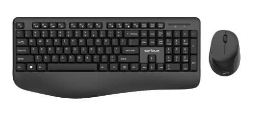 Serioux Mouse and Keyboard, Wireless Keyboard Mouse Set 2.4 GHz PC Keyboard Wireless Laptop Keyboard Computer with 2 in 1 USB Receiver for PC/Computer/Laptop, Black von Serioux