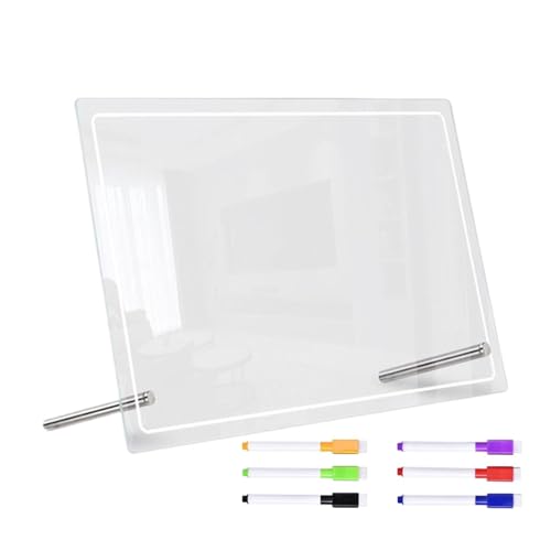 Setauoo Trocken abwischbare Schreibtafel, Zeichenbrett, transparentes Whiteboard, Schreibtisch-Notizblock, Tischplaner mit sechs Stiften für Erwachsene, Studenten, Lehrer von Setauoo