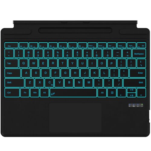 Surface Pro Tastatur für Microsoft Surface Pro 11/10/9/8/X, Surface Pro Bluetooth-Typ-Abdeckung mit 7 Farben Hintergrundbeleuchtung, Touchpad, Sleep/Wake-Funktion, Stifthalter, wiederaufladbarer Akku Surface Pro Tastatur für Microsoft Surface Pro 11/10/9/8/X, Surface Pro Bluetooth-Typ-Abdeckung mit 7 Farben Hintergrundbeleuchtung, Touchpad, Sleep/Wake-Funktion, Stifthalter, wiederaufladbarer Akku von Seteesamvo
