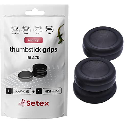 Setex Gecko Grip, 1 High Rise + 1 Low Rise Thumbstick Grip Covers, für Playstation PS5, PS4, Xbox One, Switch Pro, Steam Deck, Anti-Rutsch-Mikrostrukturierte Analog-Stick Daumengriffe, Schwarz Setex Gecko Grip, 1 High Rise + 1 Low Rise Thumbstick Grip Covers, für Playstation PS5, PS4, Xbox One, Switch Pro, Steam Deck, Anti-Rutsch-Mikrostrukturierte Analog-Stick Daumengriffe, Schwarz von Setex