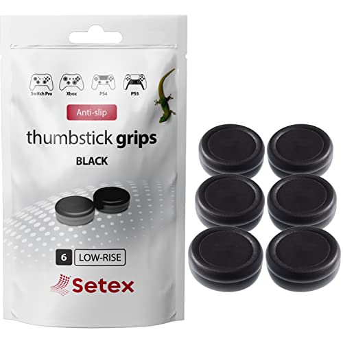 Setex Gecko Grip, Thumbstick Grip Covers, for Playstation PS5, PS4, Xbox One, Switch Pro, Steam Deck, Anti-Slip Microstructured Analog Stick Thumb Grips, (3 Pair) Black, Grip Covers Only von Setex