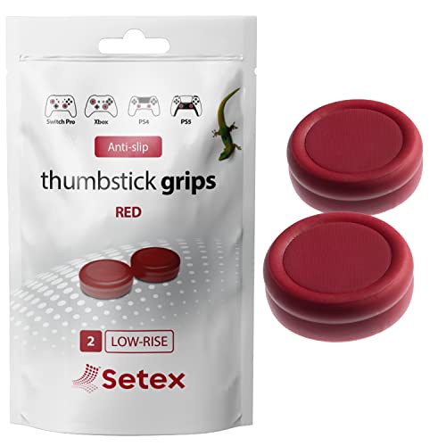 Setex Gecko Grip, Thumbstick Grip Covers, for Playstation PS5, PS4, Xbox One, Switch Pro, Steam Deck, Anti-Slip Microstructured Analog Stick Thumb Grips, (1 Pair) Red, Grip Covers Only von Setex