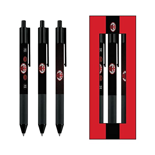 Seven Set mit 3 Stiften AC Milan Schreibset – Stifte für Schule, Büro – Gelschreiber in Geschenkbox von Seven