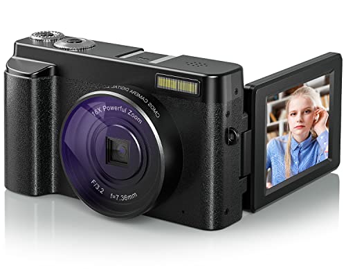 Digitalkamera Videokamera Autofokus 2.7K 48MP Kompaktkamera mit 3 Zoll 180° IPS Flip Bildschirm für Einfach Selfies Machen und Verwenden Fotokamera für Jugendliche Anfänger von Sevenat