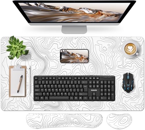 Sevenpers Weiß Gaming Mauspad,900x400mm Mauspad mit Handgelenkauflage, Multifunktionales schreibunterlagen,Waschbares Mauspads für PC,Maus und Tastatur(Topographie,Weiß) Sevenpers Weiß Gaming Mauspad,900x400mm Mauspad mit Handgelenkauflage, Multifunktionales schreibunterlagen,Waschbares Mauspads für PC,Maus und Tastatur(Topographie,Weiß) von Sevenpers
