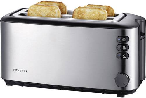 Severin AT 2509 Doppel-Langschlitztoaster mit eingebautem Brötchenaufsatz Edelstahl (gebürstet), S von Severin