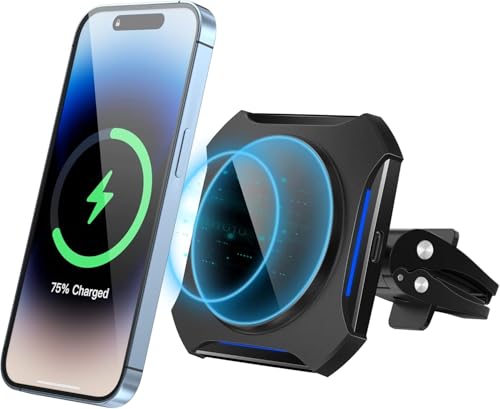 Sewowibo Autohalterung mit Ladefunktion, 15W Kabelloses Ladegerät Handyhalterung Auto mit Ladefunktion, Kompatibel mit Autohalterung und i Phone 16/15/14/13/12 Series, Schwarz von Sewowibo