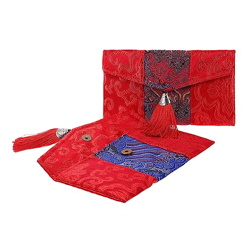Sewroro 2 Stück Chinesischer Roter Stoffumschlag Rote Umschläge Dekorationen Glückspapier Neujahrsgeldbeutel Exquisites Geldpaket Hochzeitsdekor Geldhalter Neujahrsfeier von Sewroro