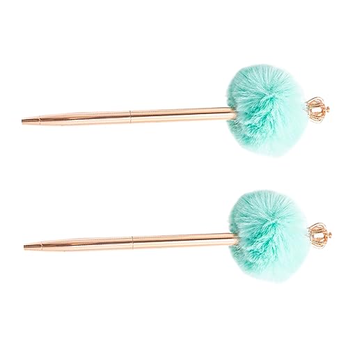 Sewroro 2 Stück Kugelschreiber Kugelschreiber Mädchen Stift Lernstift Kawaii Stifte Krone Stift Kugelschreiber Zeichenstift Schreibstift Fuzzy Stift Krone Pompom Stift Pom von Sewroro