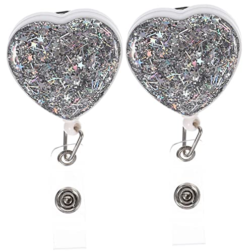 Sewroro 2 Stück Love Easy Pull Button Karten Abzeichenclips Rosa Niedlicher Schlüssel Blauer Ausweishalter Ausweisclip Abzeichen Krankenschwester Abzeichen Fall Ausweisrolle Abs Silber von Sewroro
