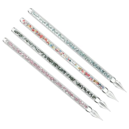 Sewroro 4 Stück Glas Dip Pen Pinselstift Fidget Mini Stifte Kugelschreiber Bulk Fluid Writer Stift Klebriger Bleistifthalter Flair Pens Dip Pens Für Kalligraphie Vierer Set von Sewroro