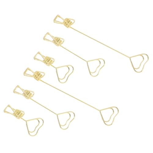 Sewroro 6 Stück Memorandum -halter Ausweishalter Kartenhalter Stehen Schreibtischklammer Für Notizen Inhaber Einer Partykarte Halter Für Büroklammern Herz-display-ständer Golden Stahldraht von Sewroro