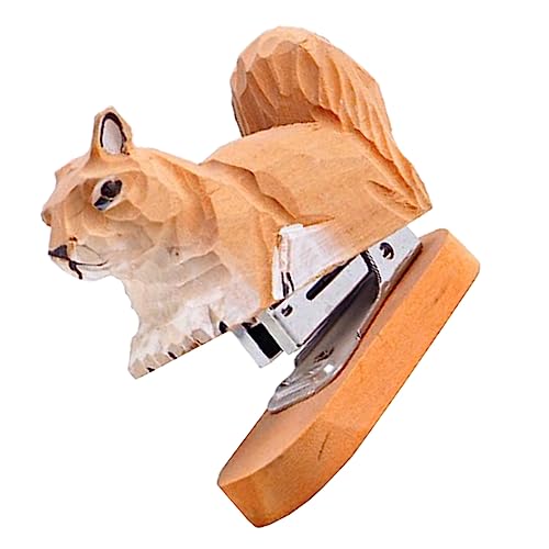 Sewroro Tierhefter klein Lustige Büro-Schreibtisch-Accessoires Eichhörnchen Hefter lustiger Hefter Tierform Hefter Tierform Schreibwaren Schulholzhefter Holzschnitzhefter Edelstahl Yellow von Sewroro