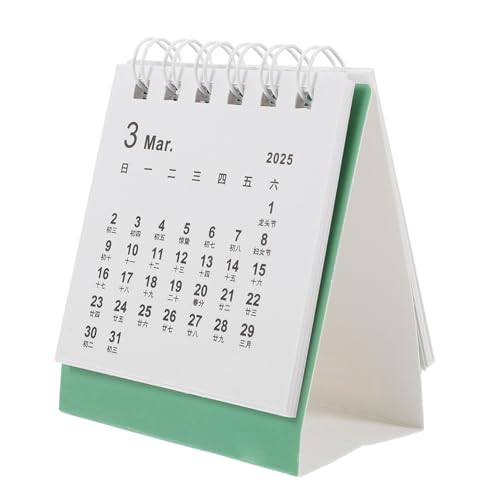 Sewroro Tischkalender 2025 Mini-kalender Mini-tischkalender Kalender-schreibtisch-ornamente Kleiner Tischkalender 2024-2025 Standkalender 2025 Schreibtisch-flip-kalender Eisen Green von Sewroro