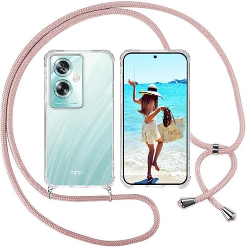 Handykette kompatibel mit Oppo A79 5G Hülle,Handyhülle Transparent Silikon Schutzhülle - Necklace Hülle mit Band Handy-Kette Fallschutzhülle Schnur Kette zum Umhängen Case,Roségold Handykette kompatibel mit Oppo A79 5G Hülle,Handyhülle Transparent Silikon Schutzhülle - Necklace Hülle mit Band Handy-Kette Fallschutzhülle Schnur Kette zum Umhängen Case,Roségold von Sewutoyu