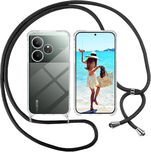 Handykette kompatibel mit Realme GT 6 / Realme GT 6T Hülle,Handyhülle Transparent Silikon Schutzhülle - Necklace Hülle mit Band Handy-Kette Fallschutzhülle Schnur Kette zum Umhängen Case,Schwarz Handykette kompatibel mit Realme GT 6 / Realme GT 6T Hülle,Handyhülle Transparent Silikon Schutzhülle - Necklace Hülle mit Band Handy-Kette Fallschutzhülle Schnur Kette zum Umhängen Case,Schwarz von Sewutoyu