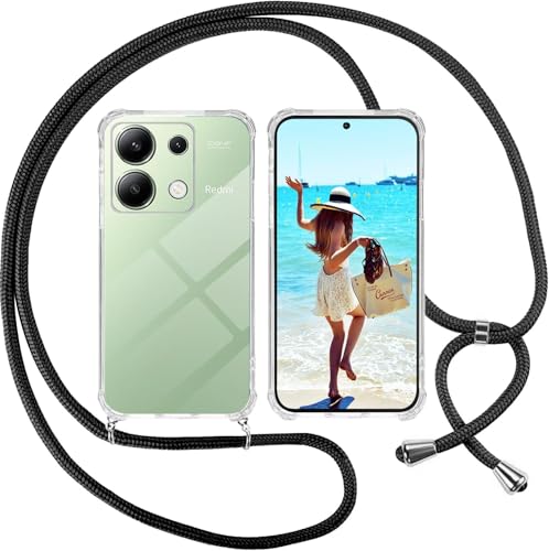 Klar Silikon Hülle kompatibel für Xiaomi Redmi Note 13 Pro 4G - Handyhülle Transparent Silikon Schutzhülle - Necklace Hülle mit Band Handy-Kette Fallschutzhülle Stoßfest Kratzfest Case, Schwarz Klar Silikon Hülle kompatibel für Xiaomi Redmi Note 13 Pro 4G - Handyhülle Transparent Silikon Schutzhülle - Necklace Hülle mit Band Handy-Kette Fallschutzhülle Stoßfest Kratzfest Case, Schwarz von Sewutoyu