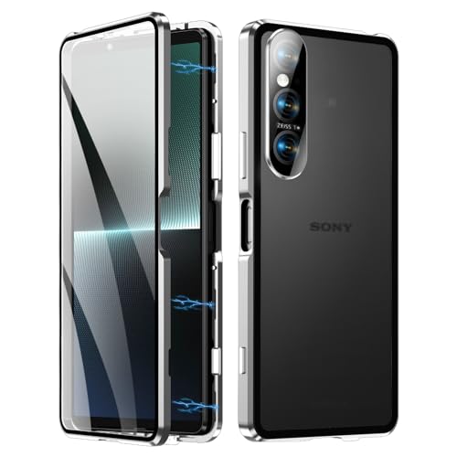 Hülle Kompatible für Sony Xperia 1 VI, Magnetische Adsorption Handyhülle 360 Grad Schutzhülle Metallrahmen Transparent Gehärtetem Glas Displayschutzfolie Case - Integriert Kamera Schutzfolie,Silber Hülle Kompatible für Sony Xperia 1 VI, Magnetische Adsorption Handyhülle 360 Grad Schutzhülle Metallrahmen Transparent Gehärtetem Glas Displayschutzfolie Case - Integriert Kamera Schutzfolie,Silber von Sewutoyu