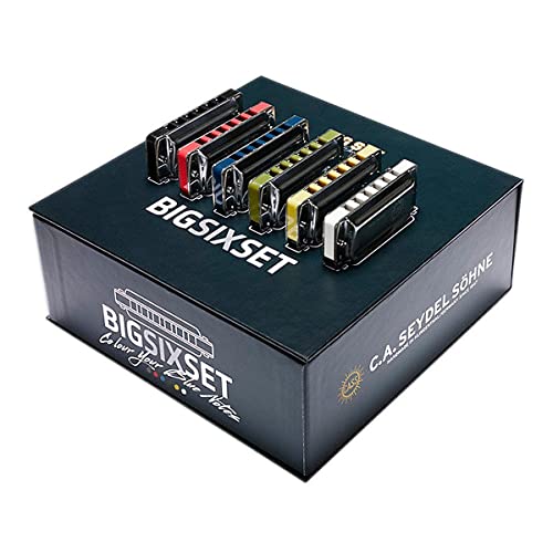 Seydel Big Six Set - Mundharmonika-Set - Schwarz, Lava, Himmel, Oliv, Gelb von Seydel