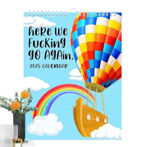 Here We Fu-cking Go Again Kalender 2025 | 2025 New Here We Fu-cking Go Again Kalender | Monatlicher Heißluftballon-Kalender | Mehrzweck-Wandplaner Kalender für Wohnzimmer Küche Arbeitsbereich Here We Fu-cking Go Again Kalender 2025 | 2025 New Here We Fu-cking Go Again Kalender | Monatlicher Heißluftballon-Kalender | Mehrzweck-Wandplaner Kalender für Wohnzimmer Küche Arbeitsbereich von Seyrnicay