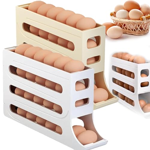 Four-Layer Egg Storage Rack, Egg Rack for Refrigerator, 4 Tiers Egg Holder for Fridge, Auto Rolling Fridge Egg Organizer, Gravity Fed Egg Storage, Egg Dispenser for Refrigerator (2PCS-A) von Sfbnjr