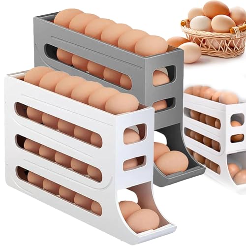 Four-Layer Egg Storage Rack, Egg Rack for Refrigerator, 4 Tiers Egg Holder for Fridge, Auto Rolling Fridge Egg Organizer, Gravity Fed Egg Storage, Egg Dispenser for Refrigerator (2PCS-B) von Sfbnjr