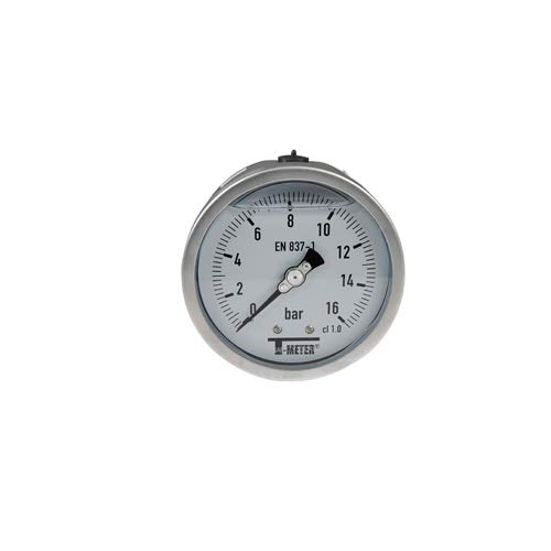 Syveco 1628005 Serie 1628 Alles Rostfreier Stahl Manometer, Badewanne, Axial, 1/2" BSP, 100 mm Durchmesser, 0/6 Bar von Sferaco