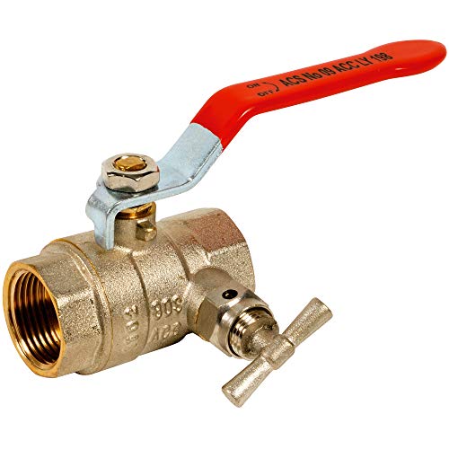 Syveco 585009 Serie 585 Messing Kugelhahn mit Spülung, Gebäudeserie, PN30, Roter Flacher Stahlgriff, 2" FBSP x 2" FBSP von Sferaco