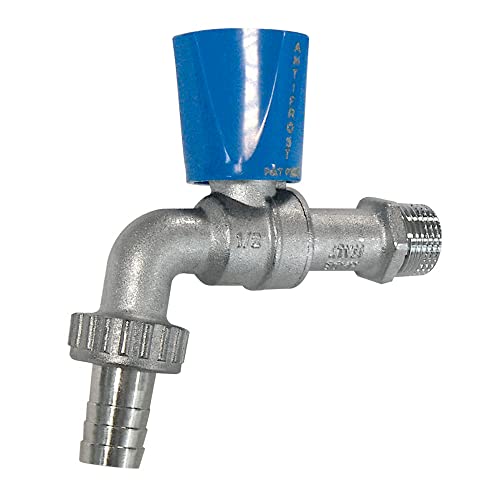Syveco 698045 Serie 698 Vernickelt Messing Abzugsventil, Frostschutzmittel, Blauer Griff, 1/2" BSP M x 3/4" BSP M, 16mm Nippeldurchmesser von Sferaco