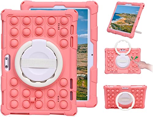Sfulatdc Silikon-Schutzhülle mit 360° drehbarem Ständergriff/Schultergurt, Universal-Tablet-Hülle, kompatibel mit Dragon Touch Notepad K10/Max10, Pritom M10, Winsing 10 Rose von Sfulatdc