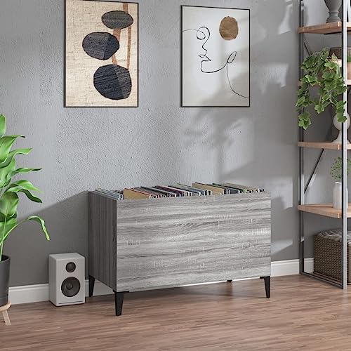 ShCuShan Schallplattenschrank, grau, 74,5 x 38 x 48 cm, Holz, Spielerkiste, Drehtisch aus Holz, Vinylhalterung zur Wandmontage ShCuShan Schallplattenschrank, grau, 74,5 x 38 x 48 cm, Holz, Spielerkiste, Drehtisch aus Holz, Vinylhalterung zur Wandmontage von ShCuShan
